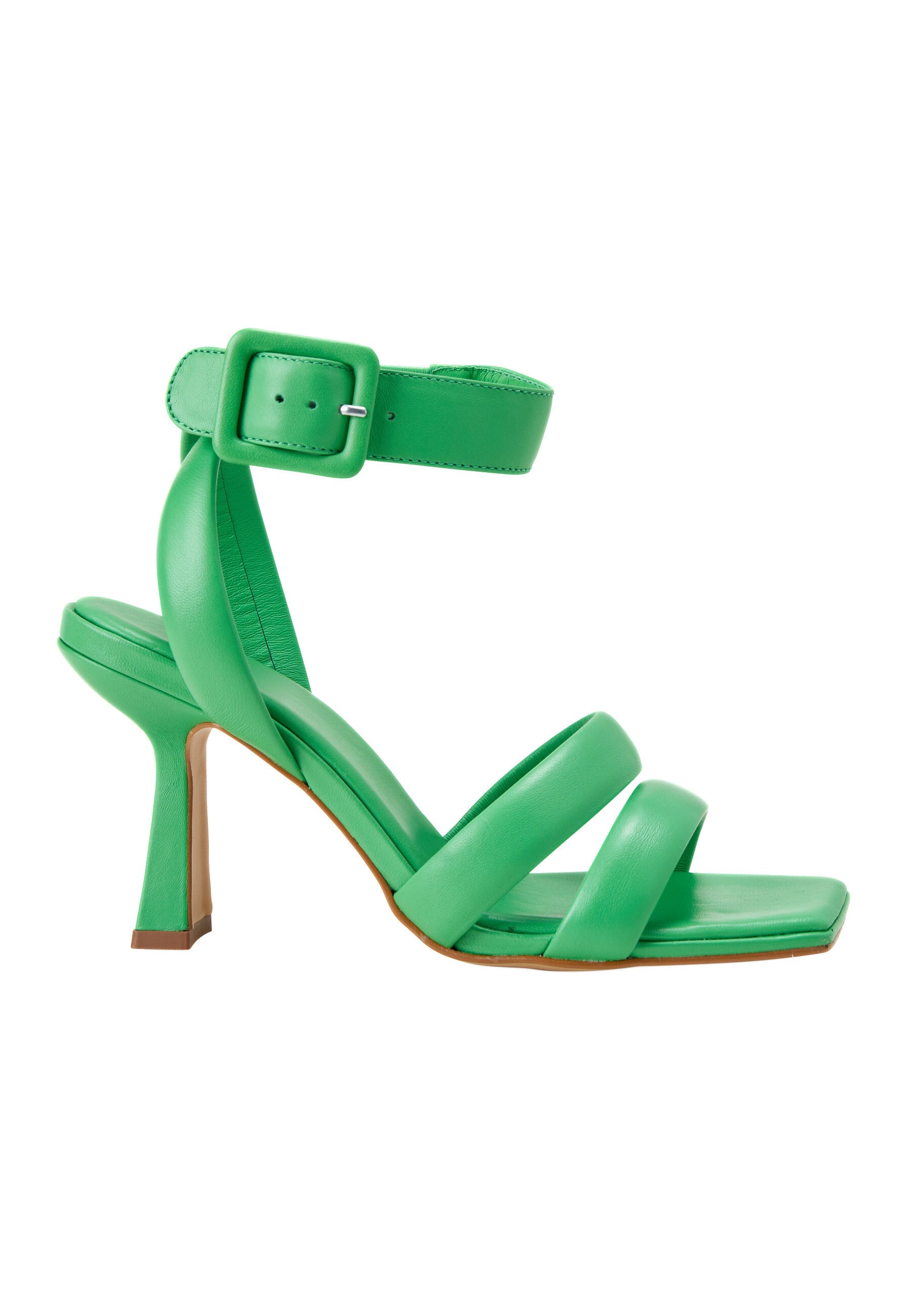Uvaia Calf Leather Sandals – 8.5cm Sculpted Heel Ankle Strap