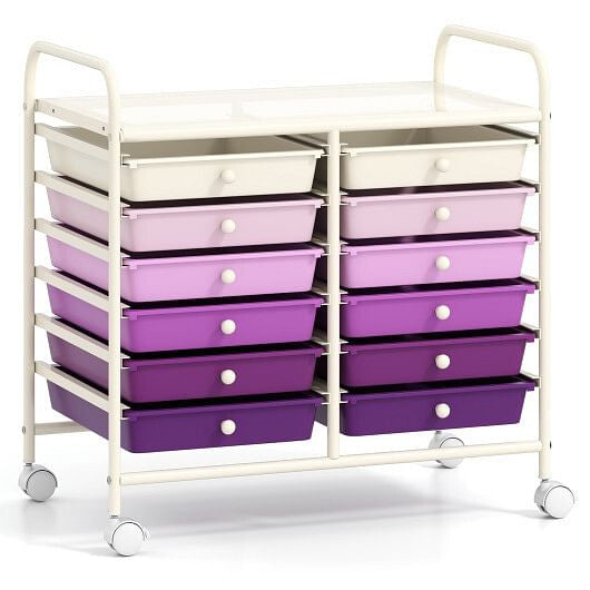 12 Drawers Rolling Storage Cart for Home and Office-Transparent