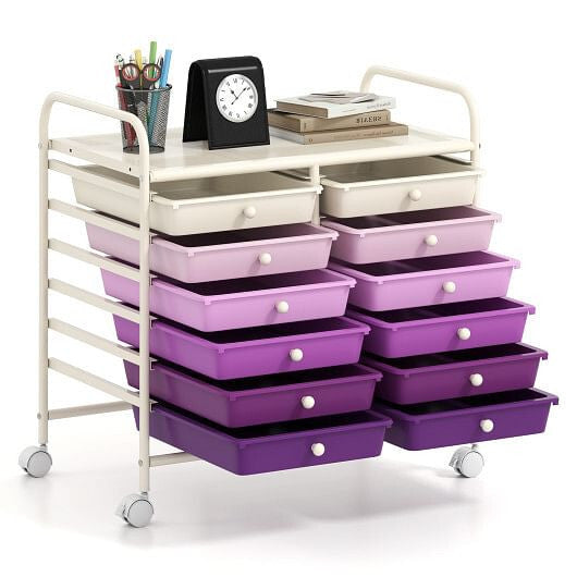 12 Drawers Rolling Storage Cart for Home and Office-Transparent
