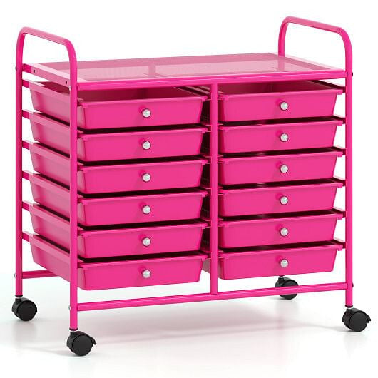 12 Drawers Rolling Storage Cart for Home and Office-Transparent