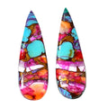 Kingman Orange Dahlia Turquoise Pair 11x34.5x3.5 mm Pear Shape Polished Gemstone LS78-04891