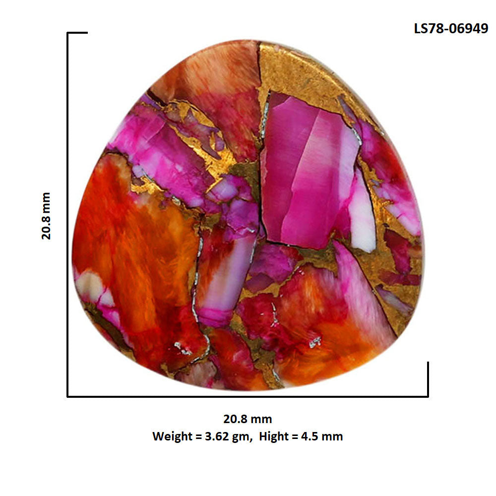Kingman Orange Dahlia Turquoise 20.8x20.8x4.5 mm Fancy Shape Polished Gemstone LS78-06949