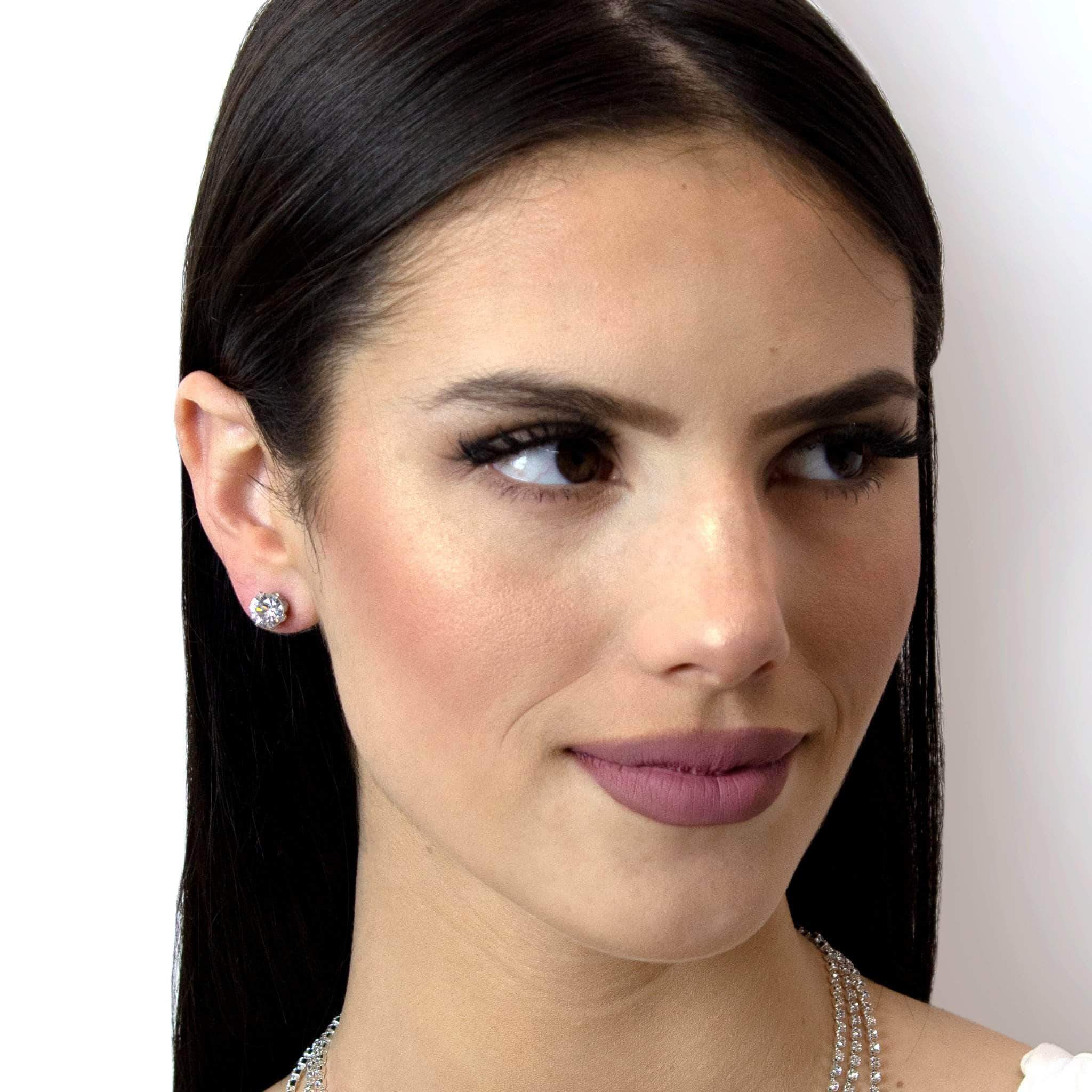 3-Carat CZ Clear Stud Earrings
